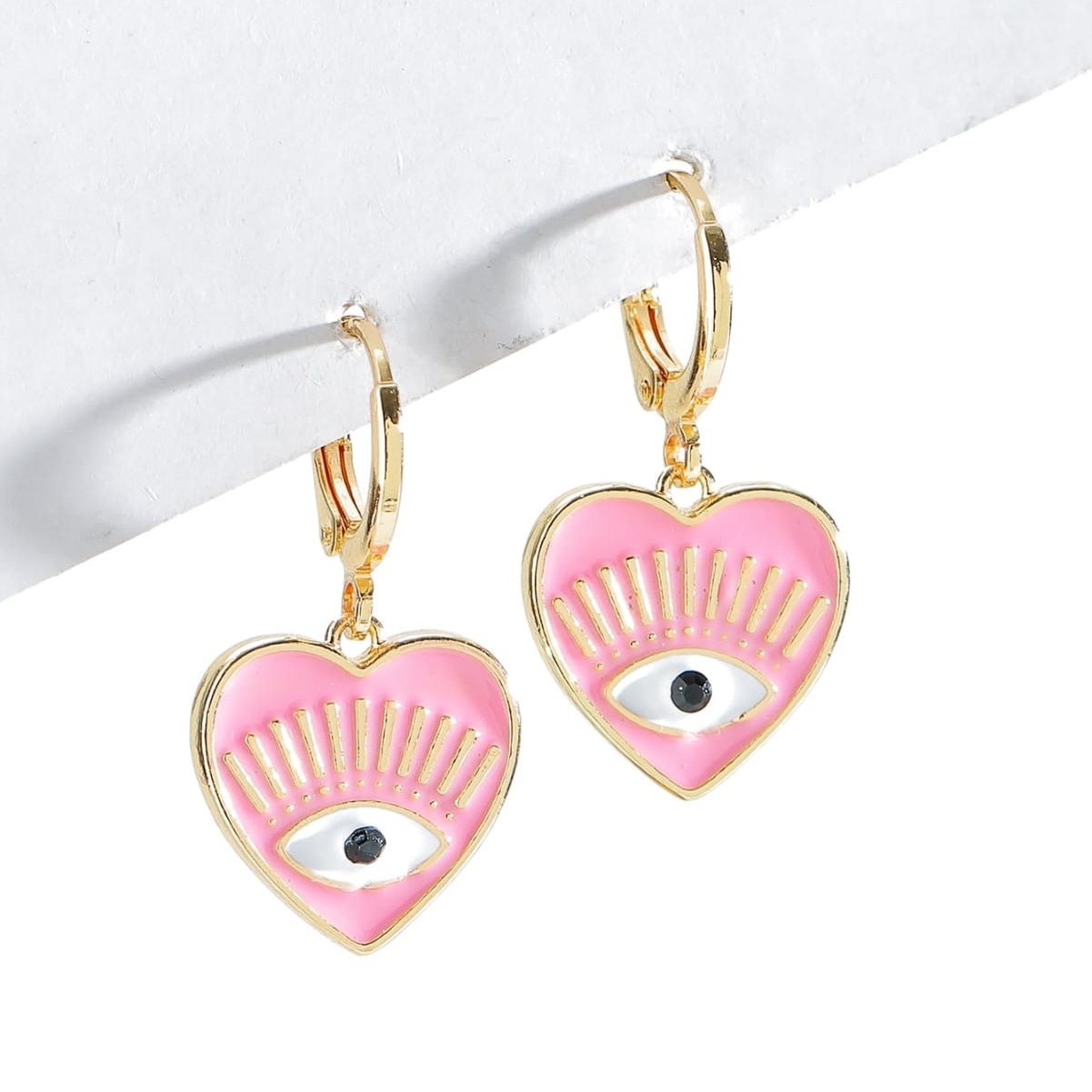 Evil Eye Earring Pink Heart Evil Eye